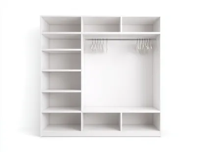 Armario de madera 180x55x220 cm - blanco - con estantes y barra de colgar