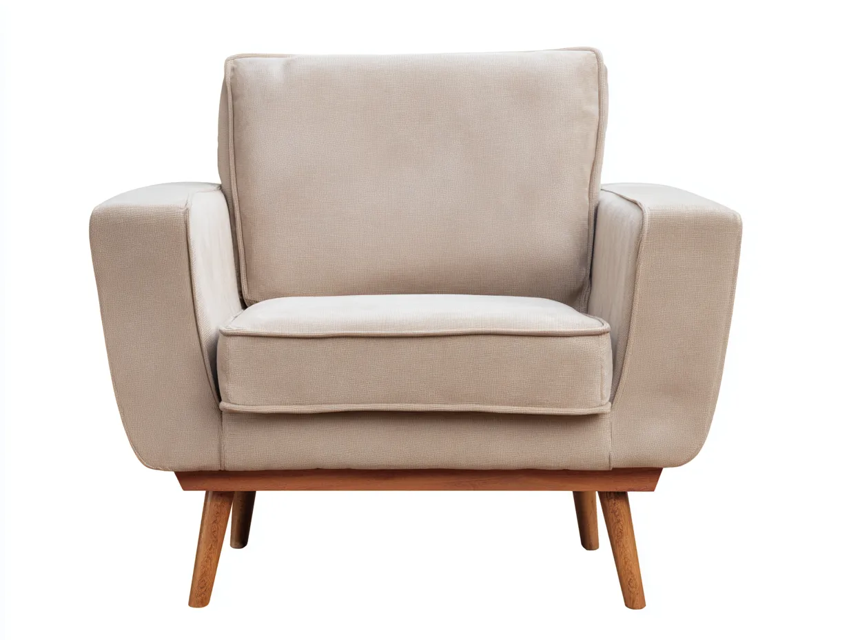 Sillón individual tapizado 84x85x90 cm - beige - estilo moderno con patas de madera