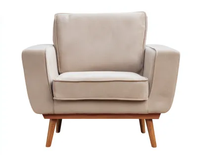 Sillón individual tapizado 84x85x90 cm - beige - estilo moderno con patas de madera