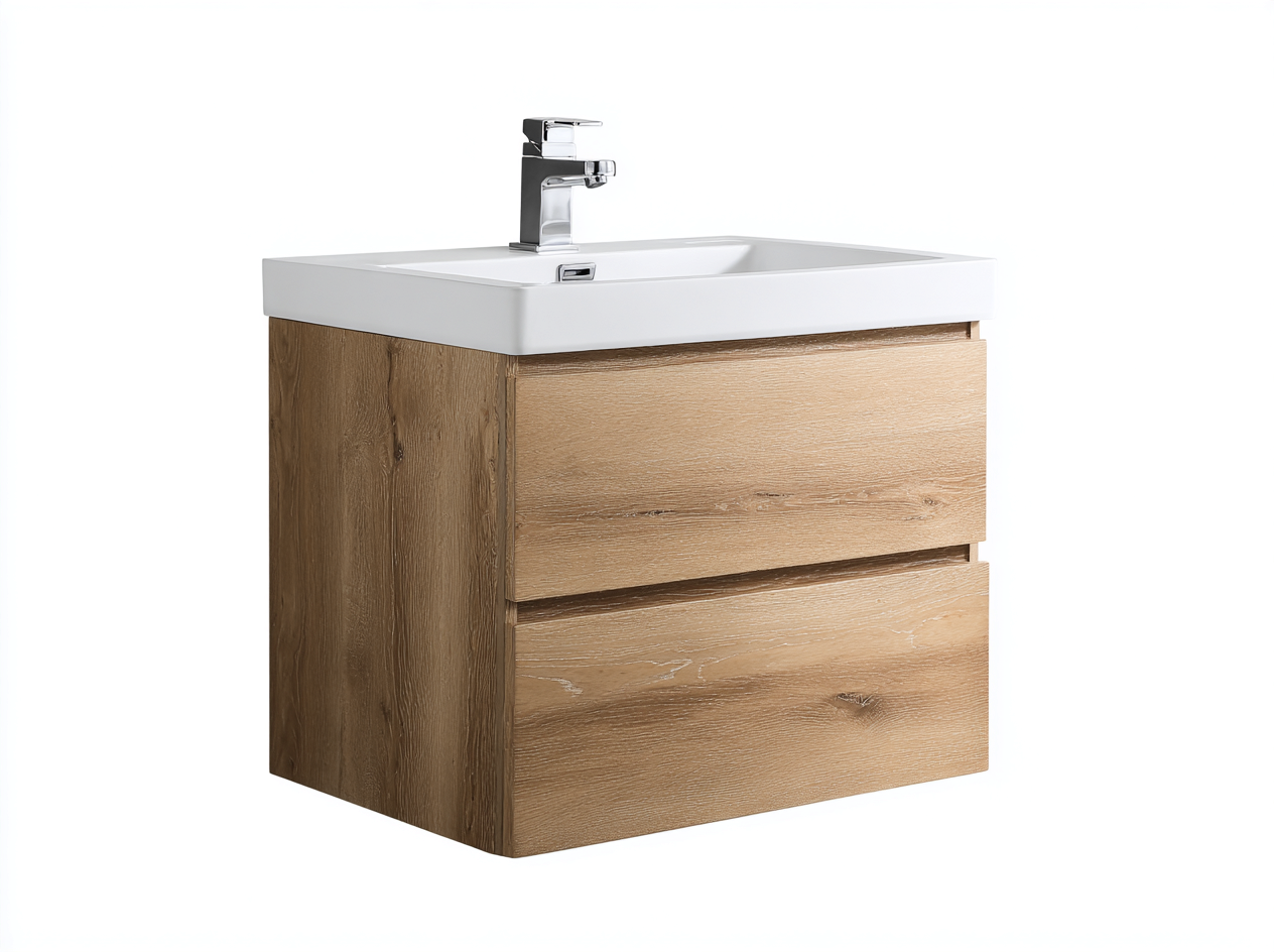 Mueble de baño con lavabo 80x48x85 cm - madera roble - diseño moderno suspendido