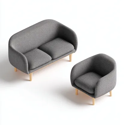 Sofá de dos plazas 150x80x80 cm y sillón 80x75x80 cm - tela - gris - estilo moderno