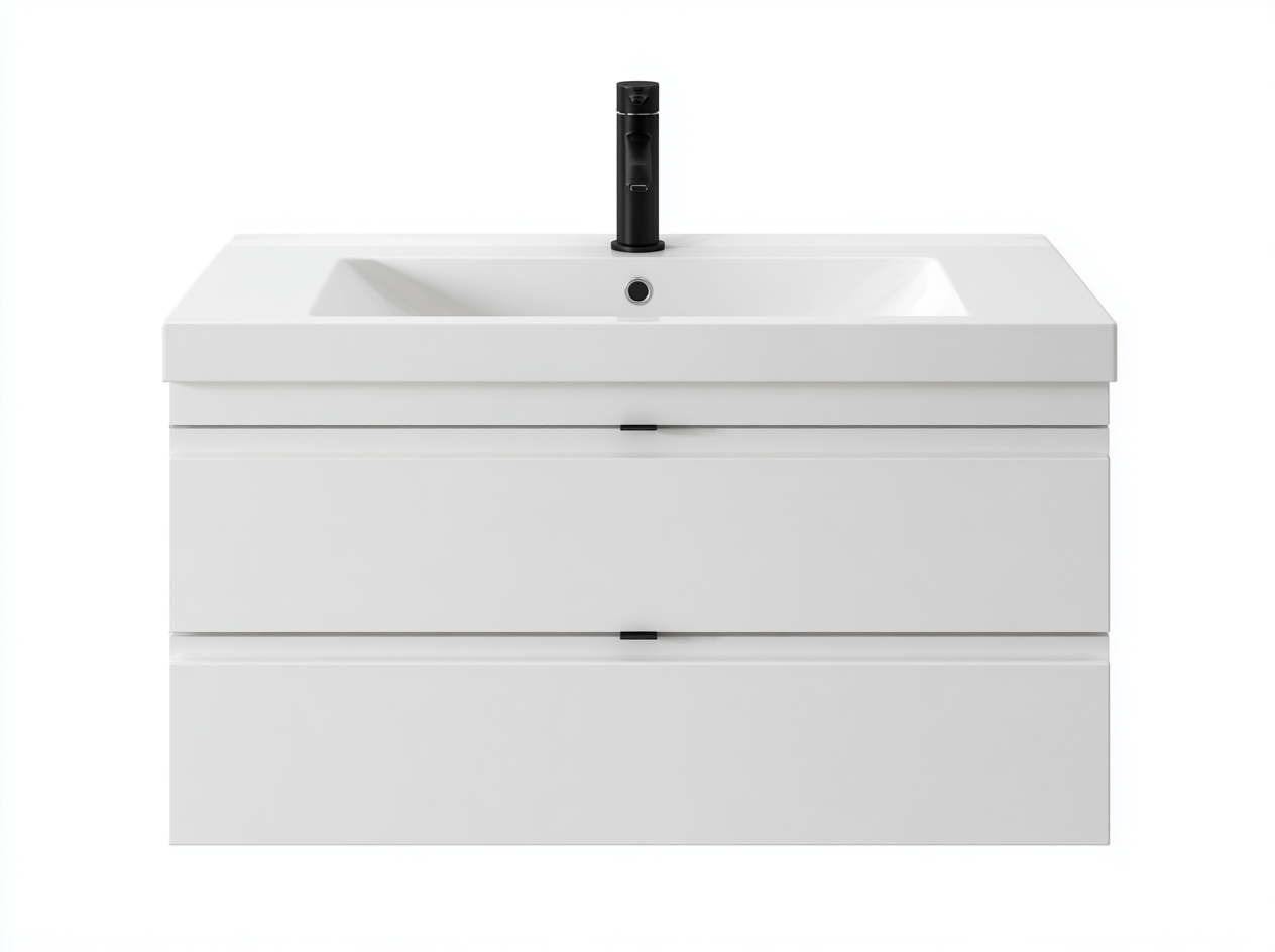 Mueble de baño con lavabo individual 80x45x55 cm - blanco - con cajones de almacenaje