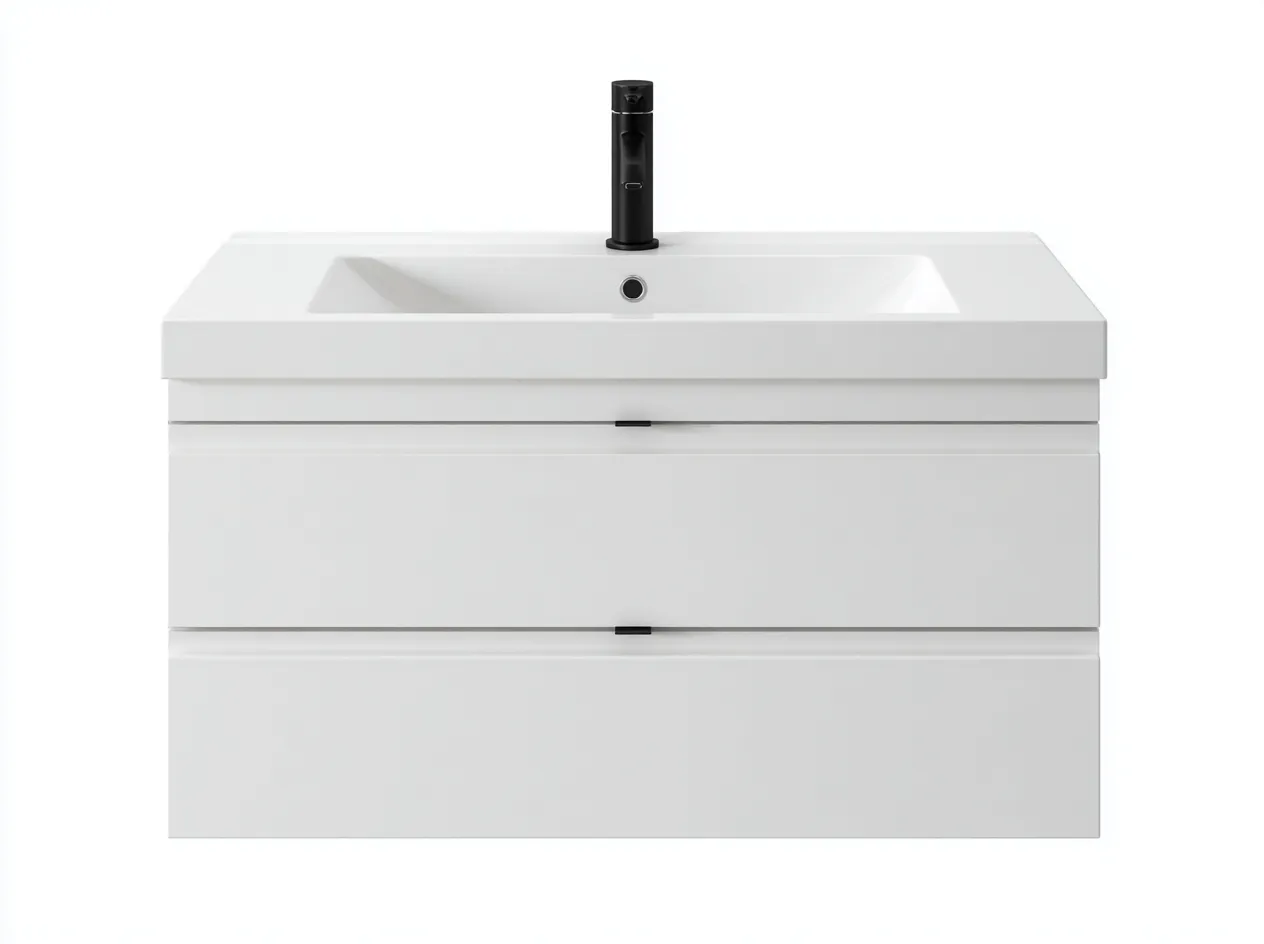 Mueble de baño con lavabo individual 80x45x55 cm - blanco - con cajones de almacenaje