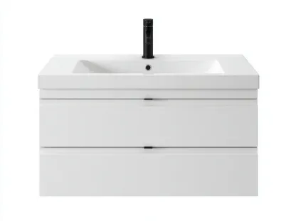 Mueble de baño con lavabo individual 80x45x55 cm - blanco - con cajones de almacenaje