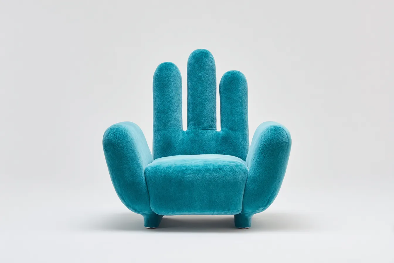 Sillón individual tapizado 95x85x100 cm - azul turquesa - diseño creativo en forma de mano