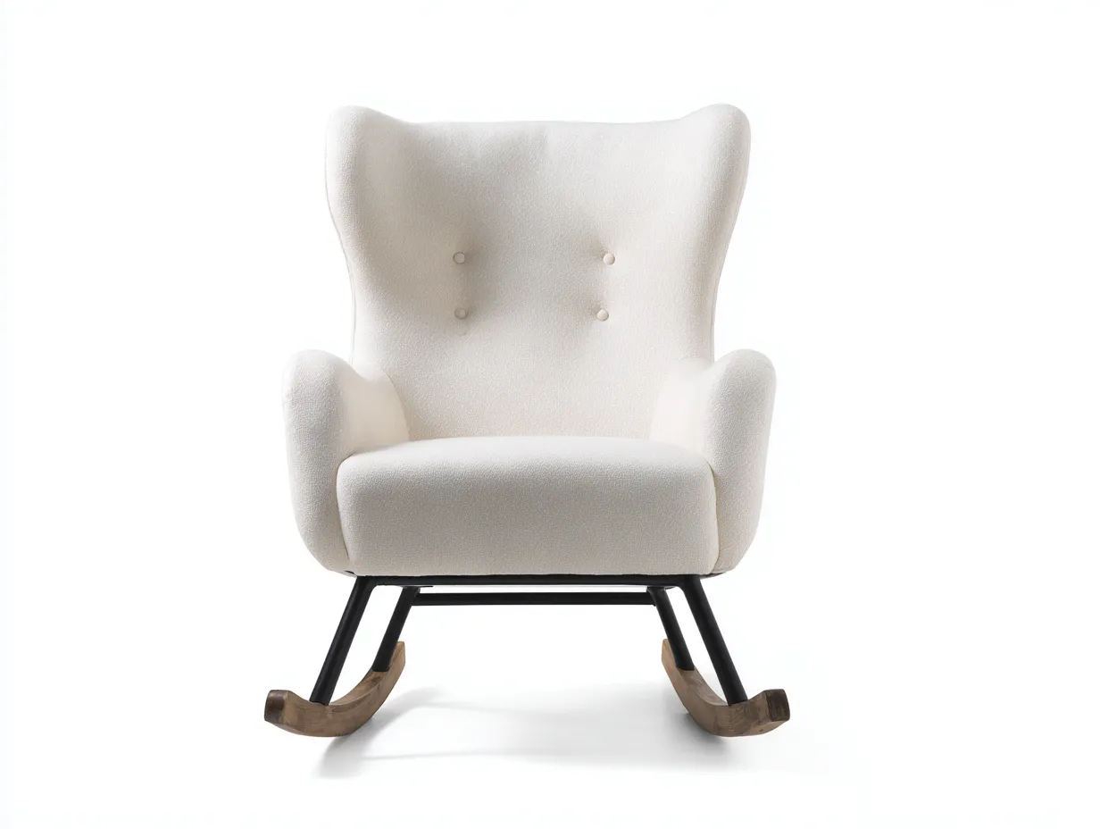 Sillón mecedora tapizado 75x90x100 cm - blanco - estilo contemporáneo