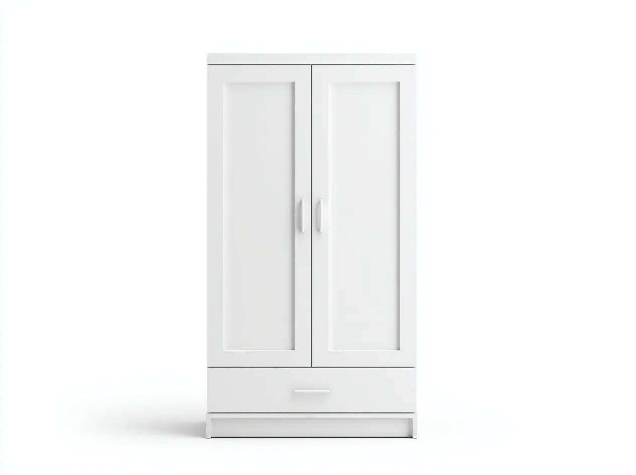 Armario ropero de madera 100x50x190 cm - blanco - con puertas y cajón inferior