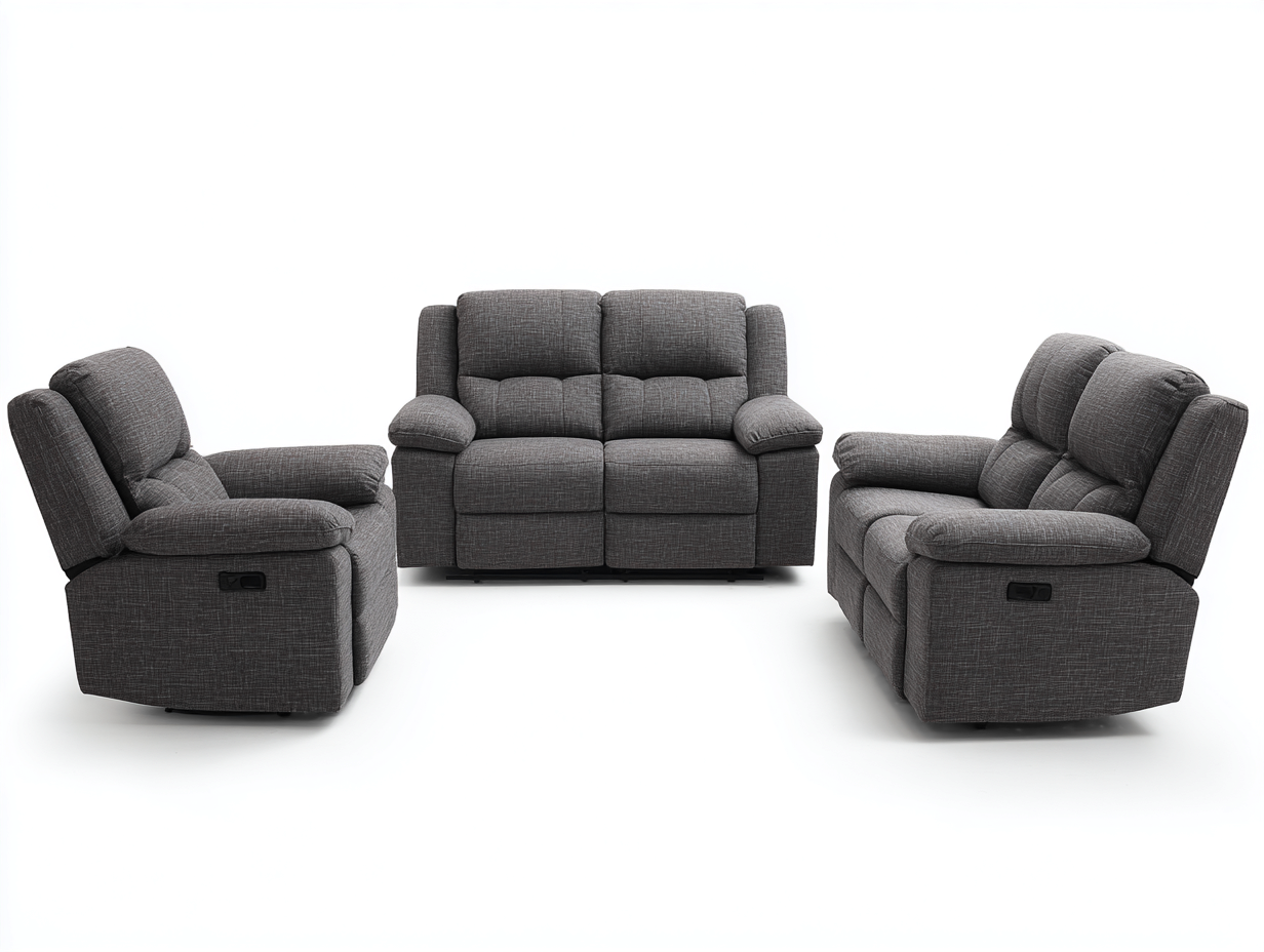 Dos sofás de dos plazas 165x95x100 cm y un sillón 100x95x100 cm - tela - gris - estilo moderno