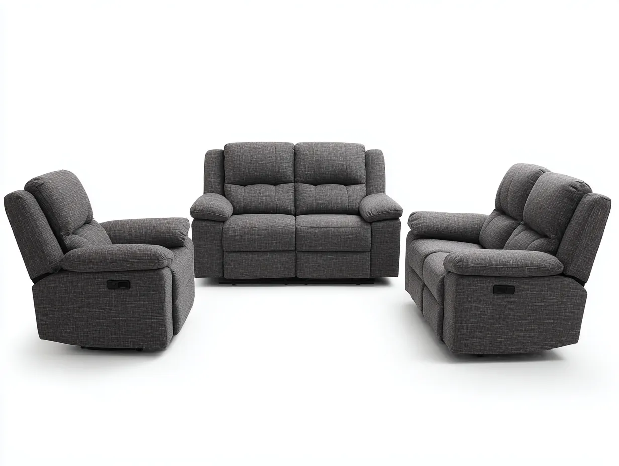 Dos sofás de dos plazas 165x95x100 cm y un sillón 100x95x100 cm - tela - gris - estilo moderno