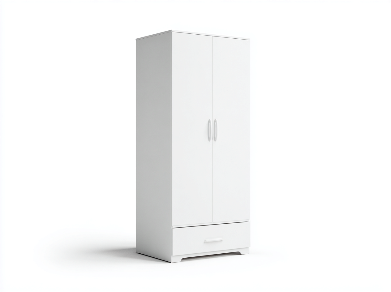 Armario ropero de madera 100x50x190 cm - blanco - con dos puertas y cajón inferior