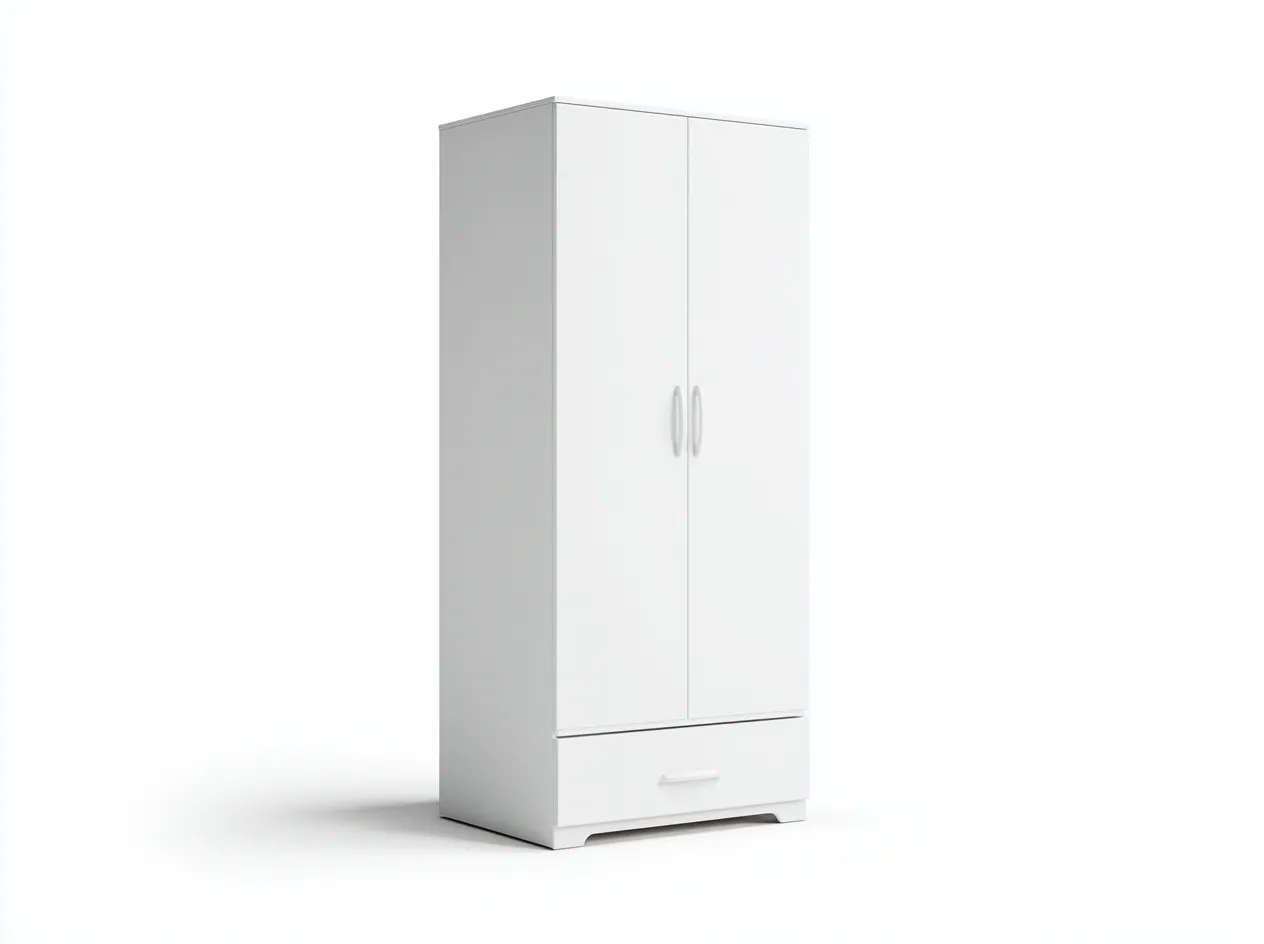 Armario ropero de madera 100x50x190 cm - blanco - con dos puertas y cajón inferior