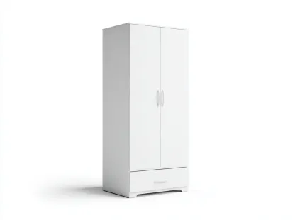 Armario ropero de madera 100x50x190 cm - blanco - con dos puertas y cajón inferior