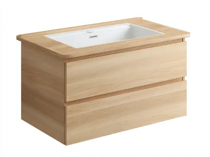 Mueble de baño suspendido con lavabo 100x47x55 cm - roble claro - con cajones de almacenamiento