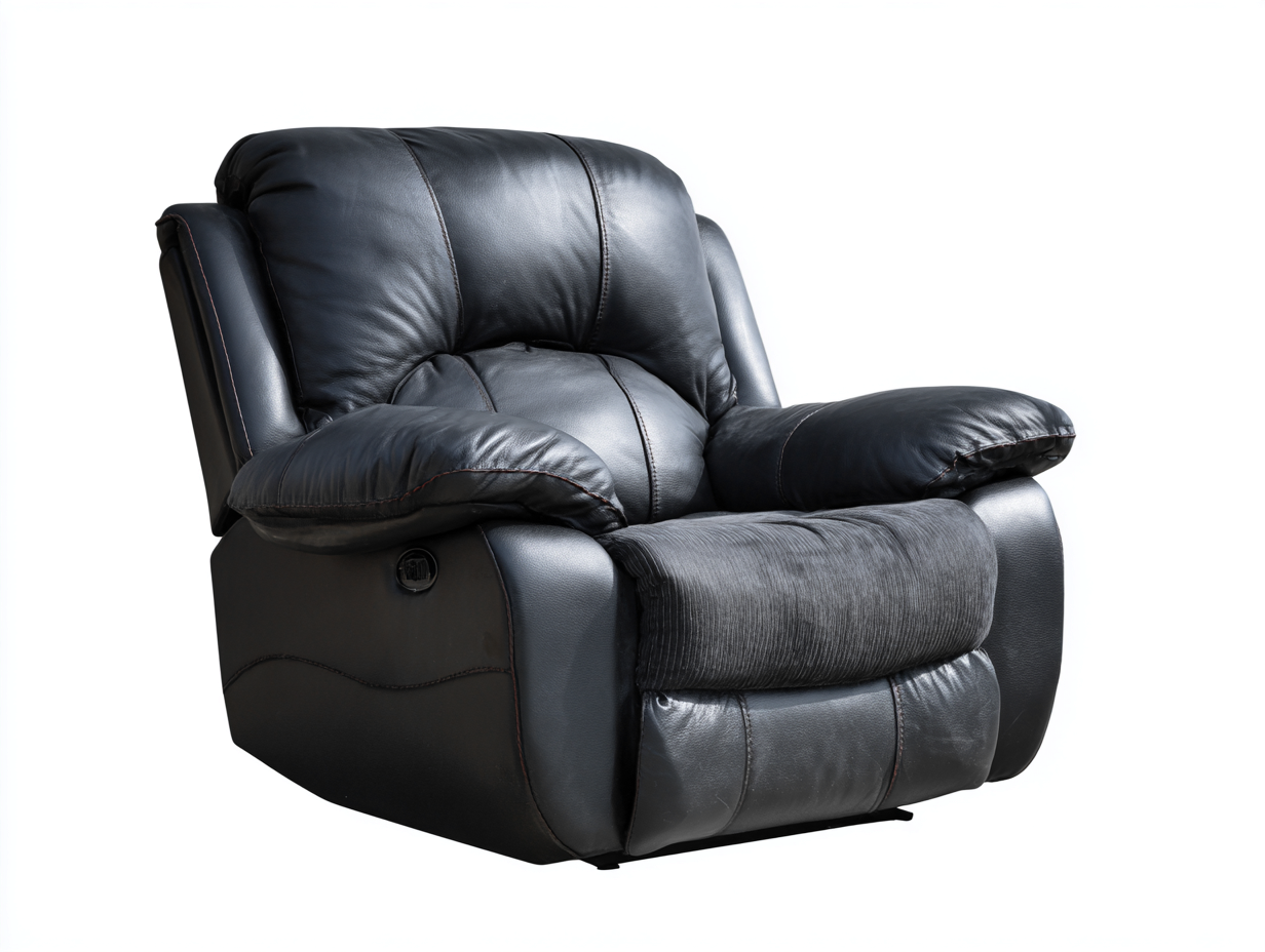 Sillón reclinable de piel sintética - 105x95x100 cm - negro - con mecanismo de reclinación