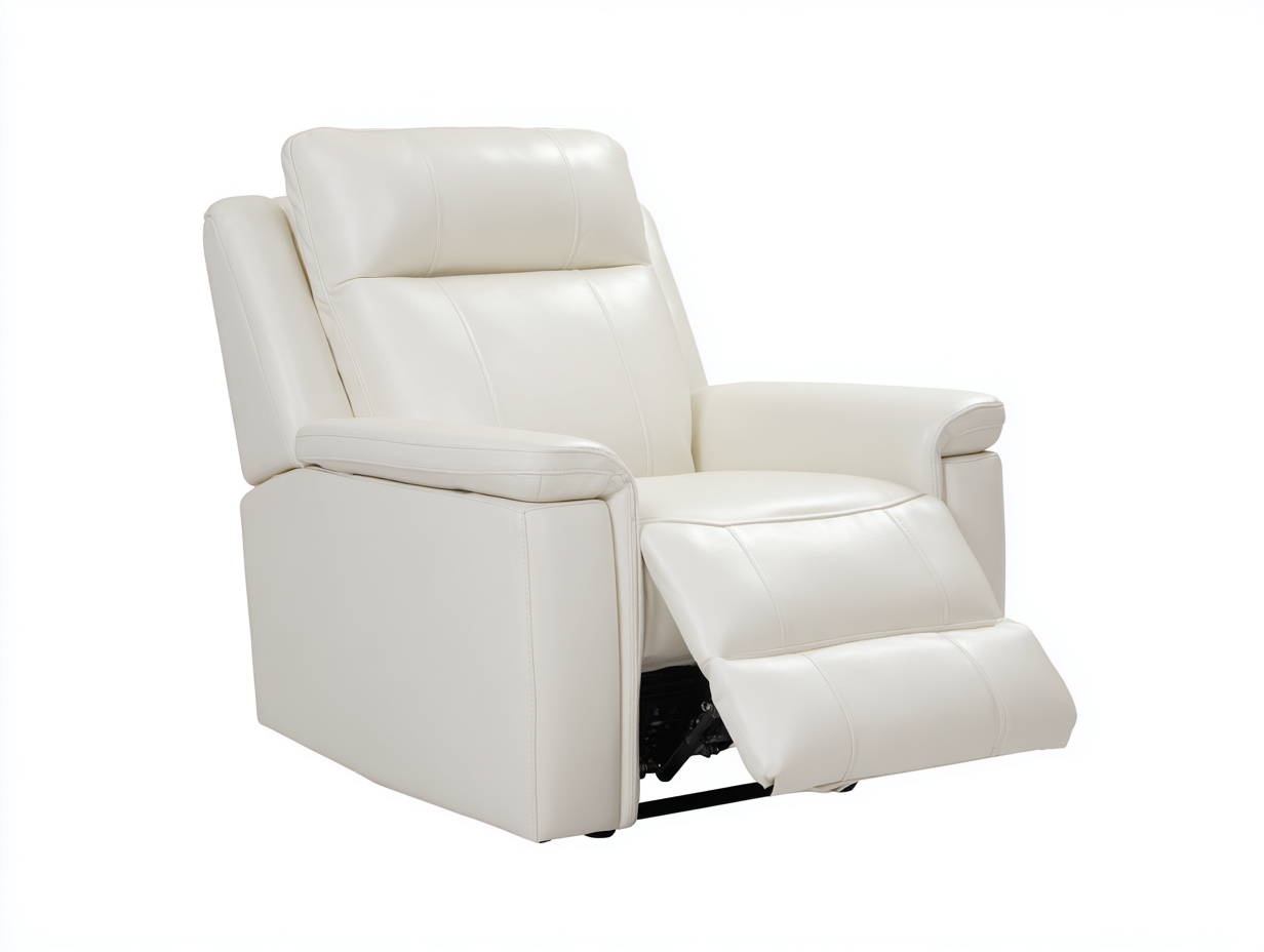 Sillón reclinable de piel - 105x95x102 cm - blanco - con mecanismo de reclinación manual
