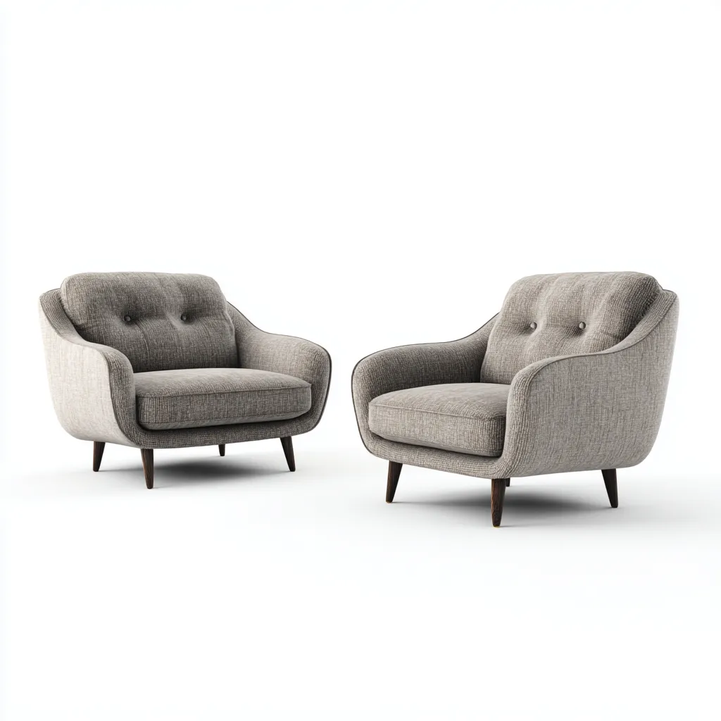 Juego de 2 sillones 95x85x85 cm tapizados en tela - gris topo - estilo retro moderno