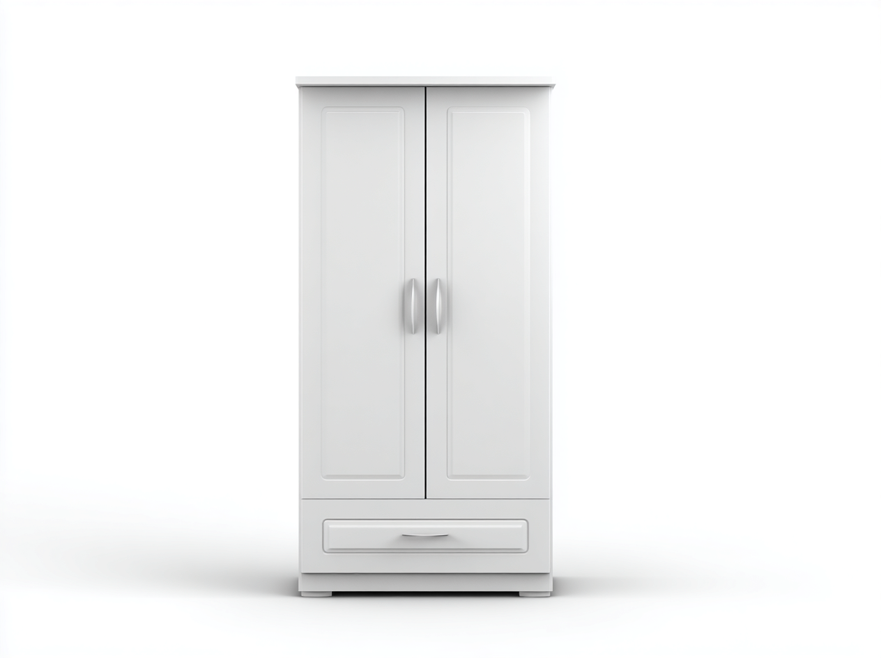 Armario ropero de madera 100x50x190 cm - blanco - con dos puertas y cajón inferior