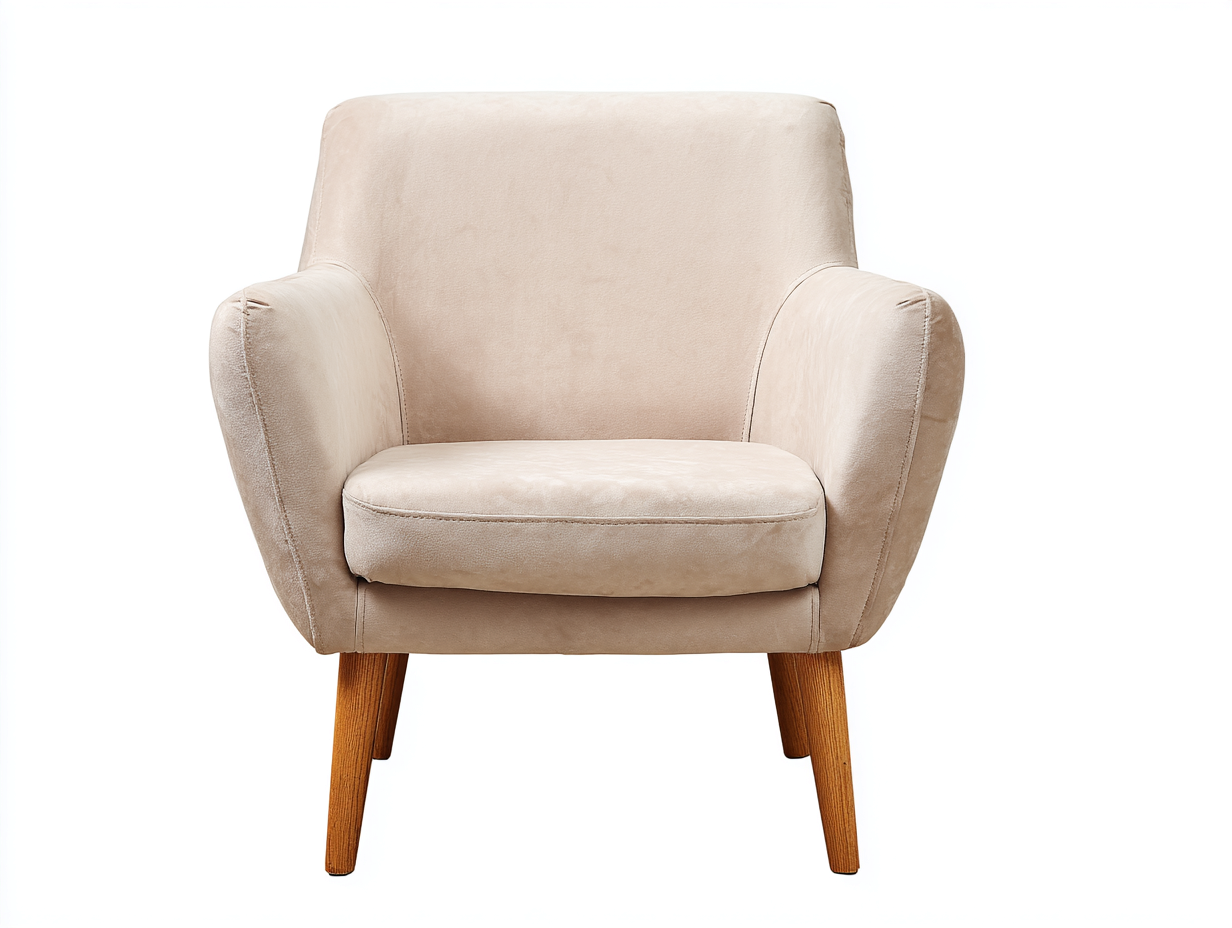 Sillón individual tapizado 78x80x88 cm - beige - estilo moderno con patas de madera