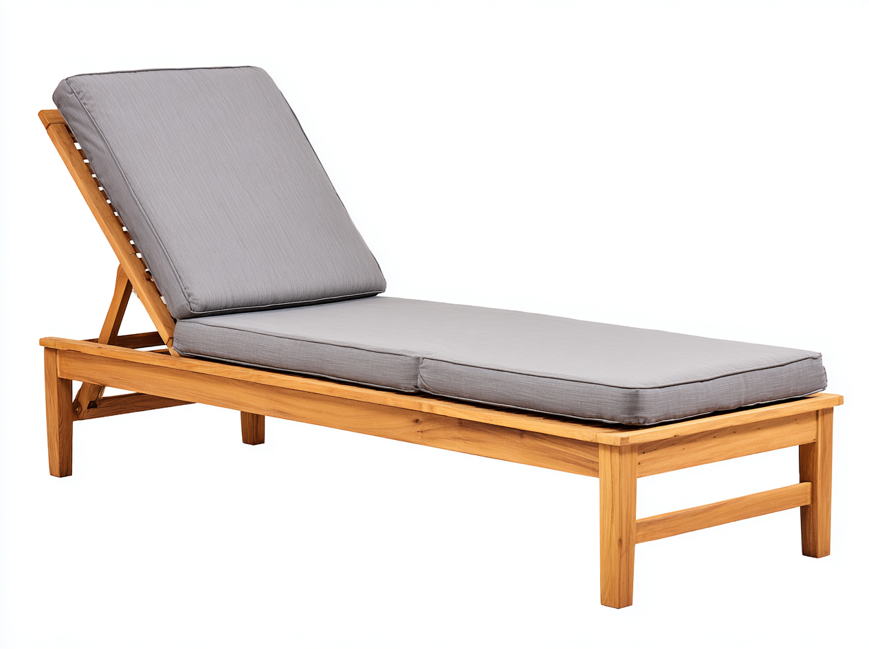 Tumbona de exterior de madera de teca 195x65x85 cm - gris/natural - respaldo ajustable