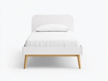 Cama infantil madera y MDF 90x190x85 cm - blanco/roble claro - diseño moderno