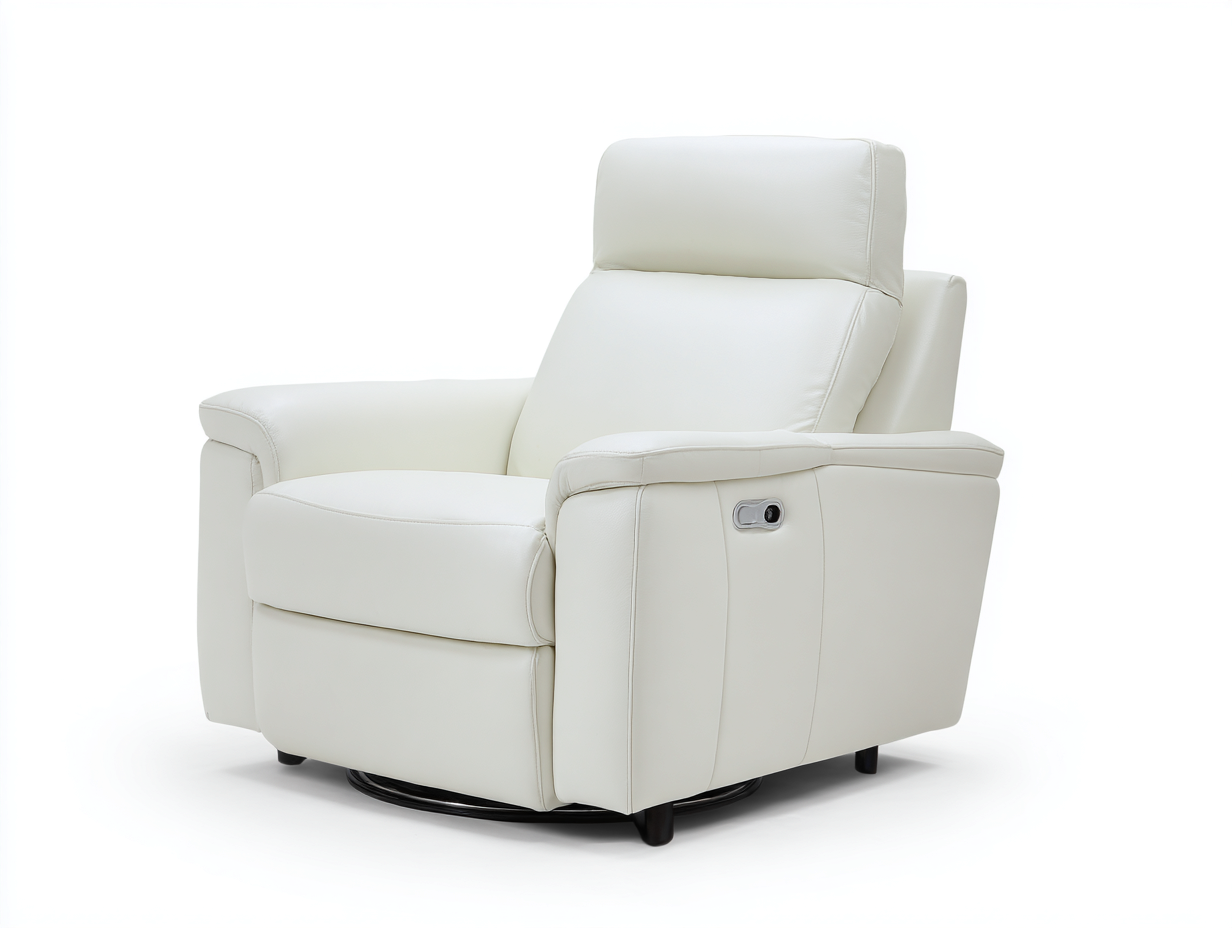 Sillón reclinable de piel 90x95x100 cm - blanco - con reposapiés ajustable