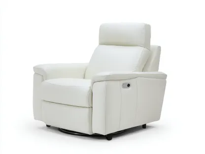 Sillón reclinable de piel 90x95x100 cm - blanco - con reposapiés ajustable