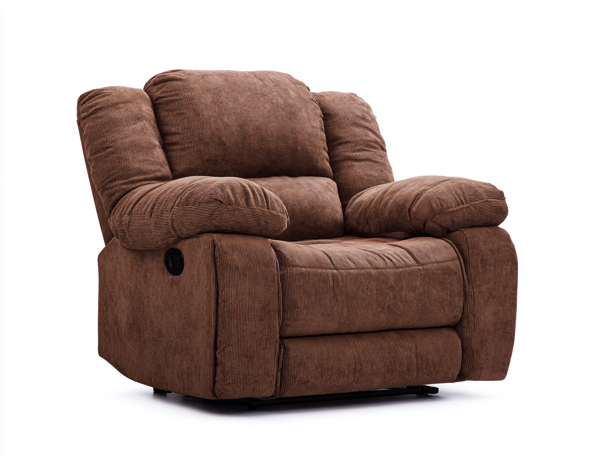 Sillón reclinable de tela chenilla 97x100x103 cm - marrón - con función relax