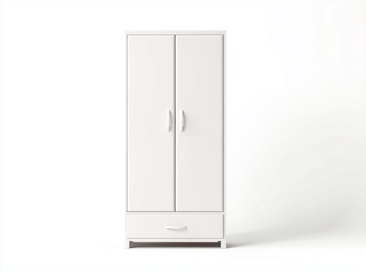 Armario de madera 90x55x200 cm - blanco - con puertas y cajón