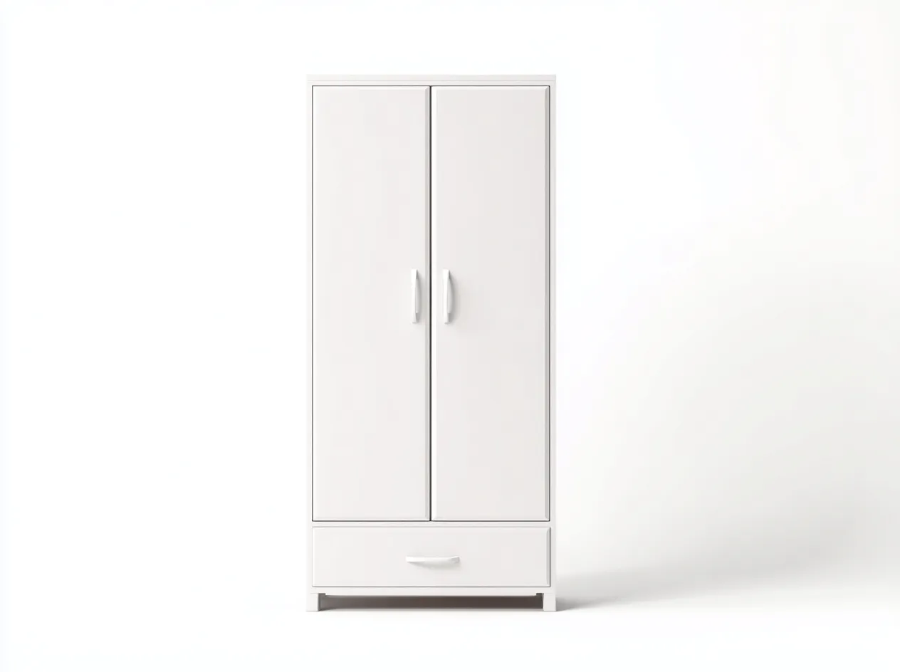 Armario de madera 90x55x200 cm - blanco - con puertas y cajón