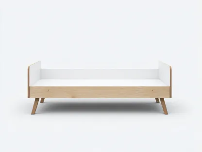 Cama infantil madera maciza 90x190x60 cm - blanco/roble claro - con laterales de seguridad