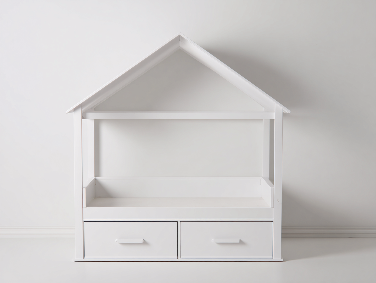 Cama infantil con forma de casa 90x180x145 cm - blanco - con cajones de almacenamiento