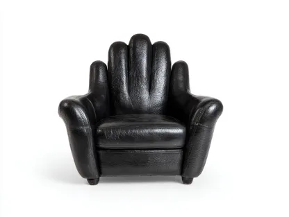 Sillón de cuero auténtico 98x88x102 cm - negro - diseño creativo en forma de mano