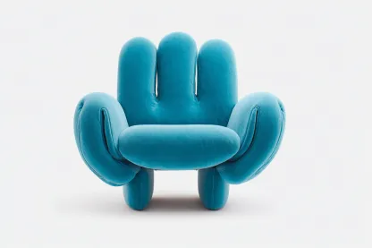 Sillón tapizado en forma de mano 90x85x100 cm - azul turquesa - diseño moderno y divertido