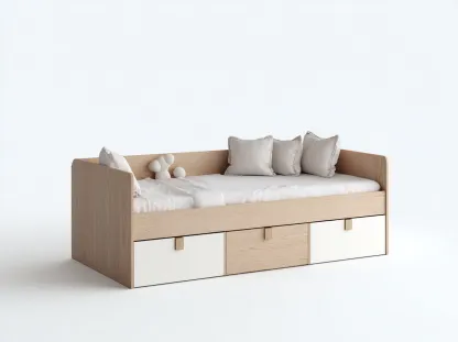 Cama infantil con cajones de almacenaje - 90x190x72 cm - madera clara y blanco - diseño moderno