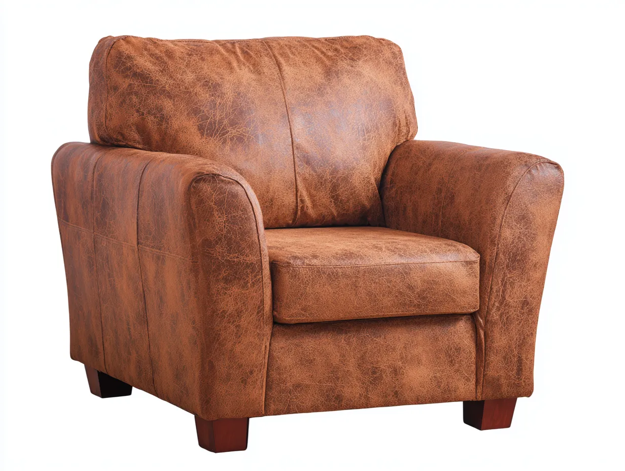 Sillón de piel sintética 95x90x95 cm - marrón envejecido - estilo contemporáneo