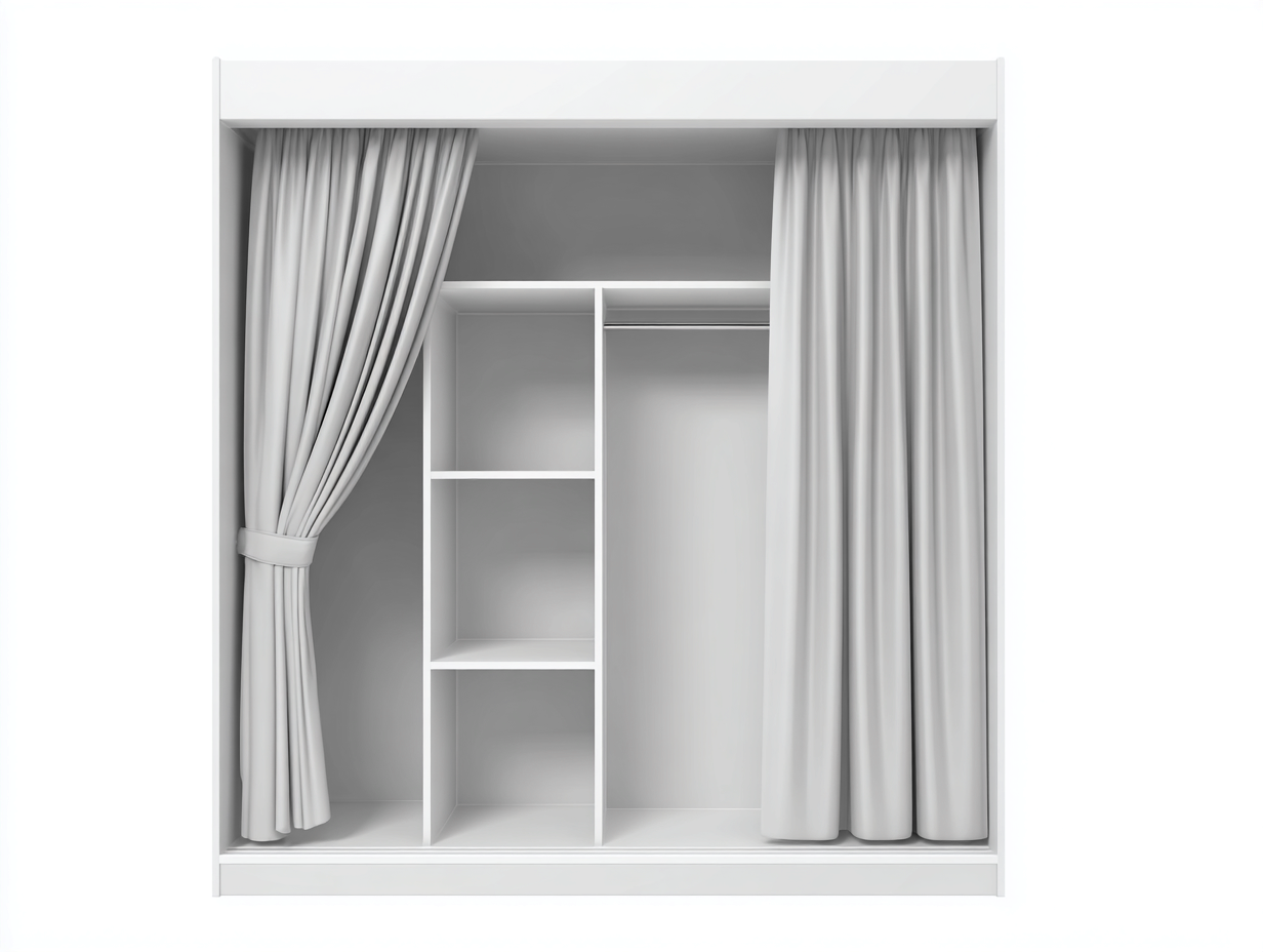 Armario de madera 150x55x200 cm - blanco - con cortinas opacas