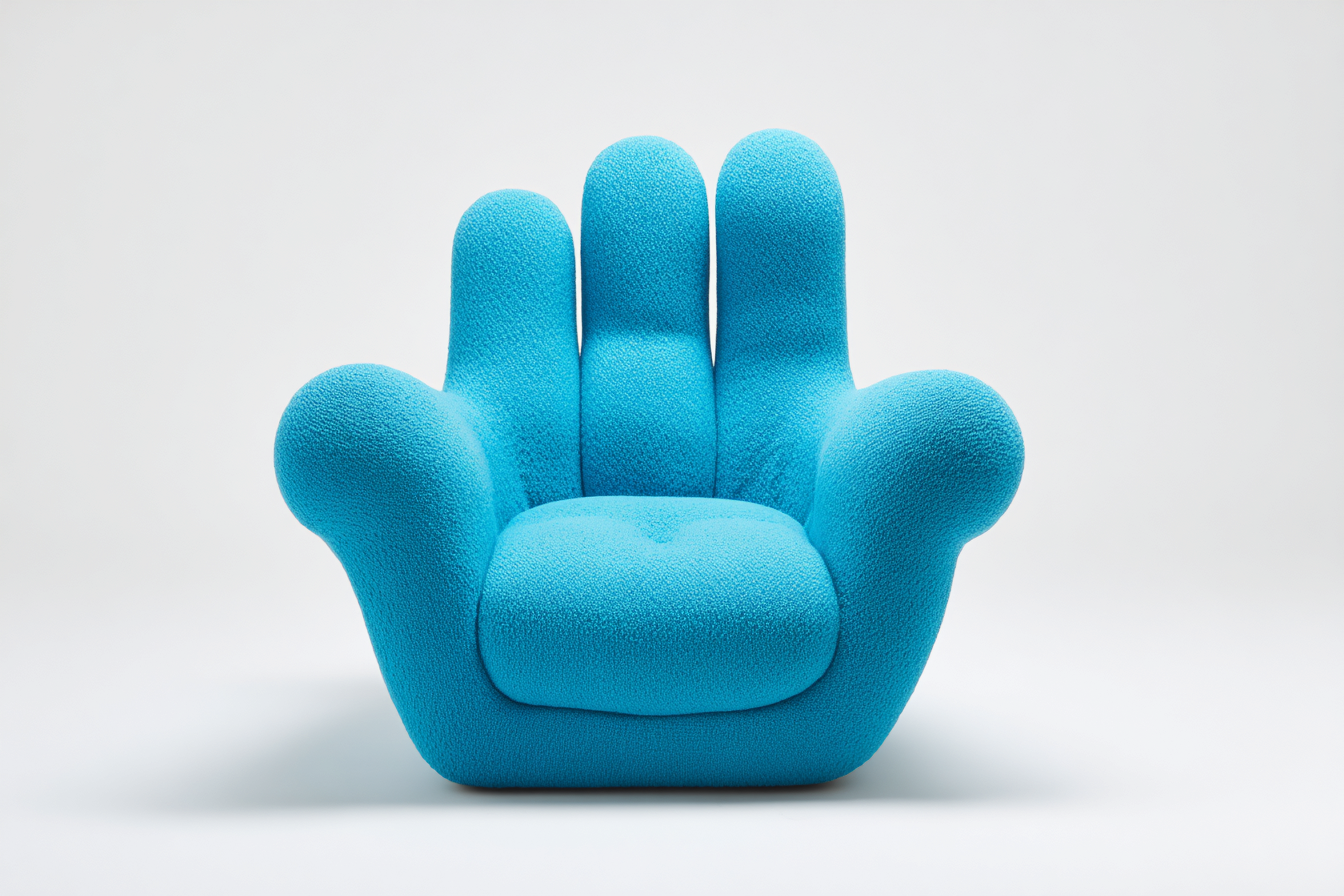 Sillón individual tapizado 88x82x92 cm - azul celeste - diseño creativo en forma de mano
