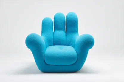 Sillón individual tapizado 88x82x92 cm - azul celeste - diseño creativo en forma de mano