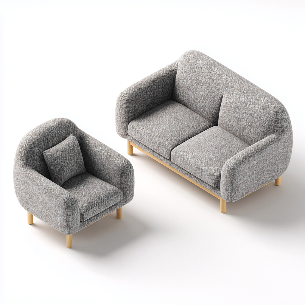 Sofá de dos plazas 155x85x85 cm y sillón 85x80x85 cm - tela - gris - estilo moderno