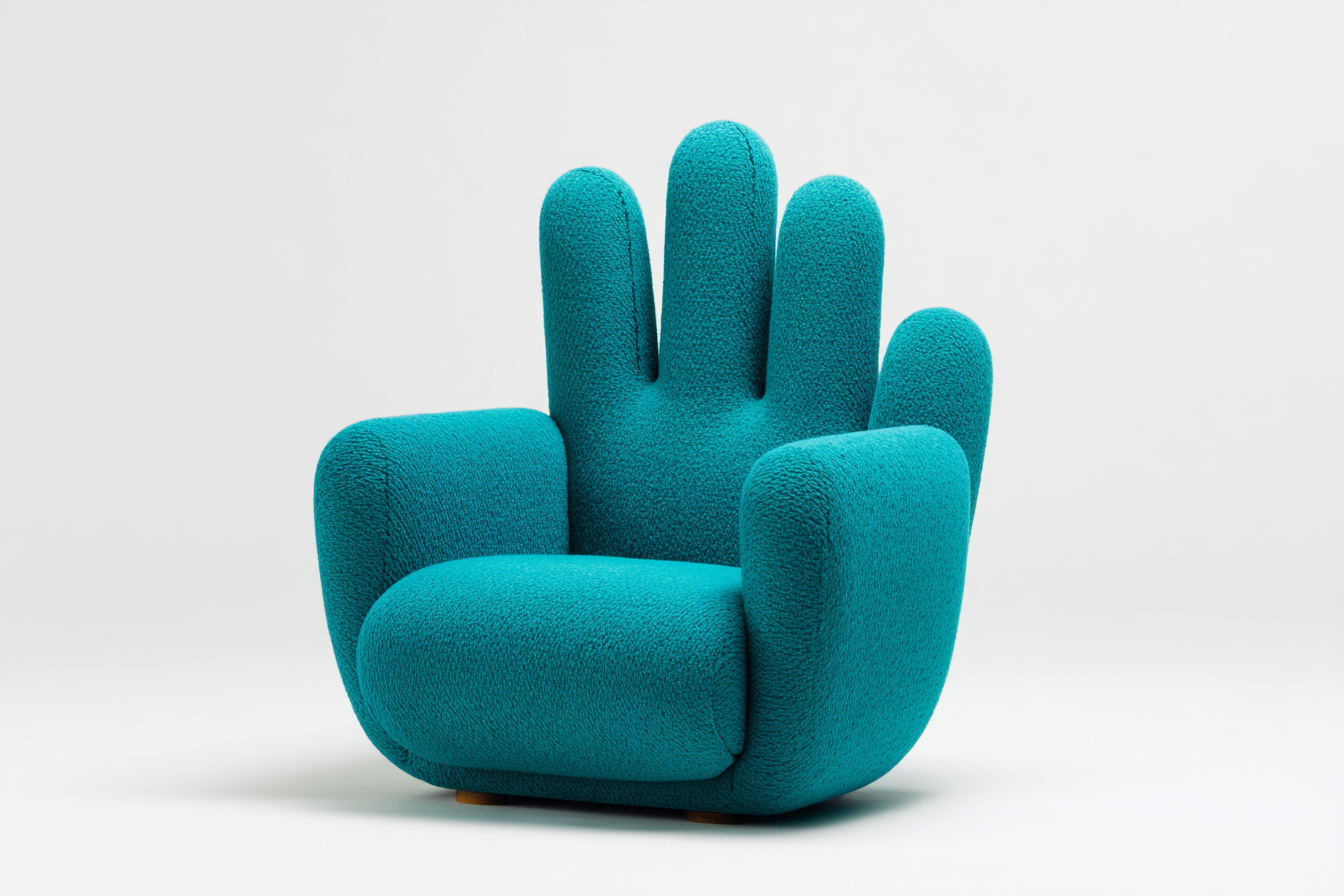 Sillón individual tapizado 90x85x95 cm - azul turquesa - diseño creativo en forma de mano