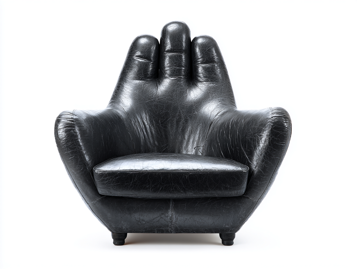 Sillón de cuero auténtico 95x85x100 cm - negro - diseño en forma de mano