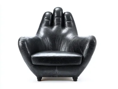 Sillón de cuero auténtico 95x85x100 cm - negro - diseño en forma de mano