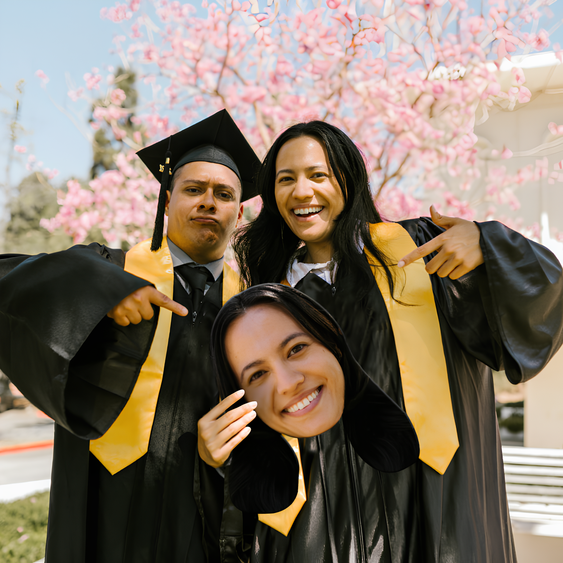 Graduation heads on a stick