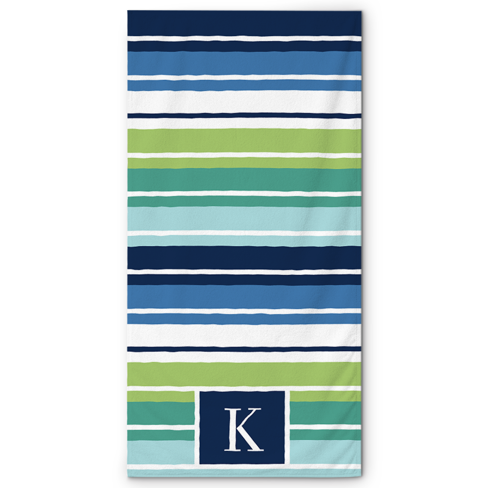 Initial Stripes Beach Towel