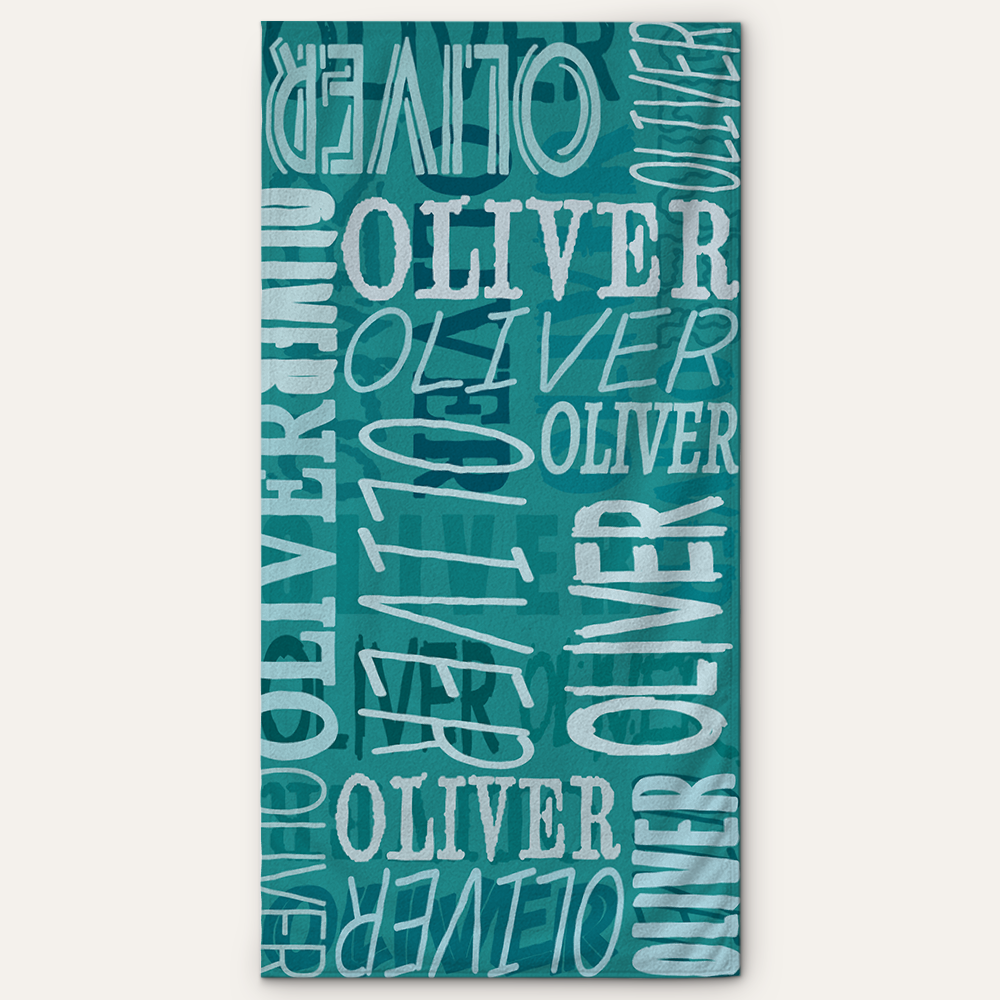 Personalized Repeat Name Pattern Beach Towel