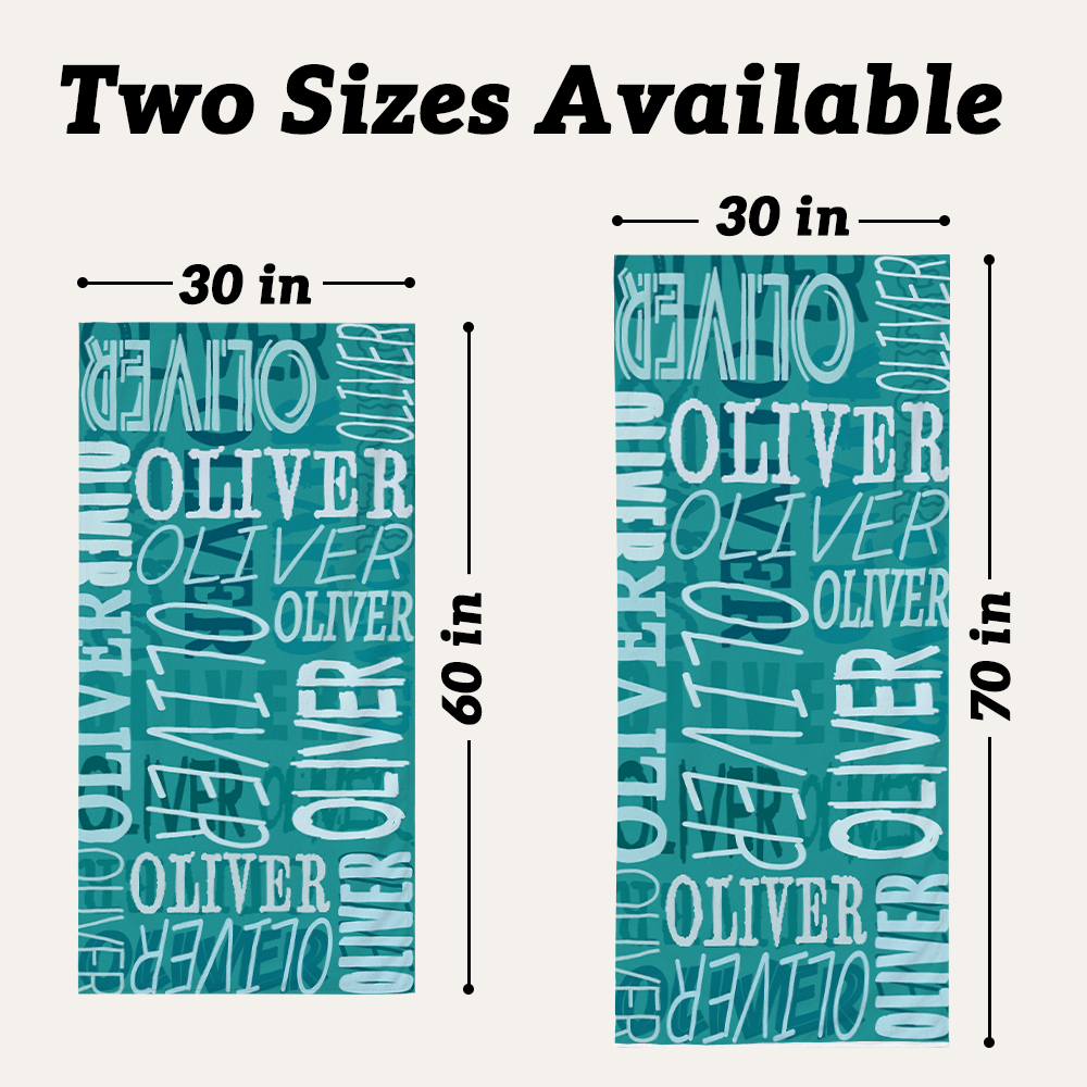 Personalized Repeat Name Pattern Beach Towel
