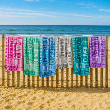 Personalized Repeat Name Pattern Beach Towel