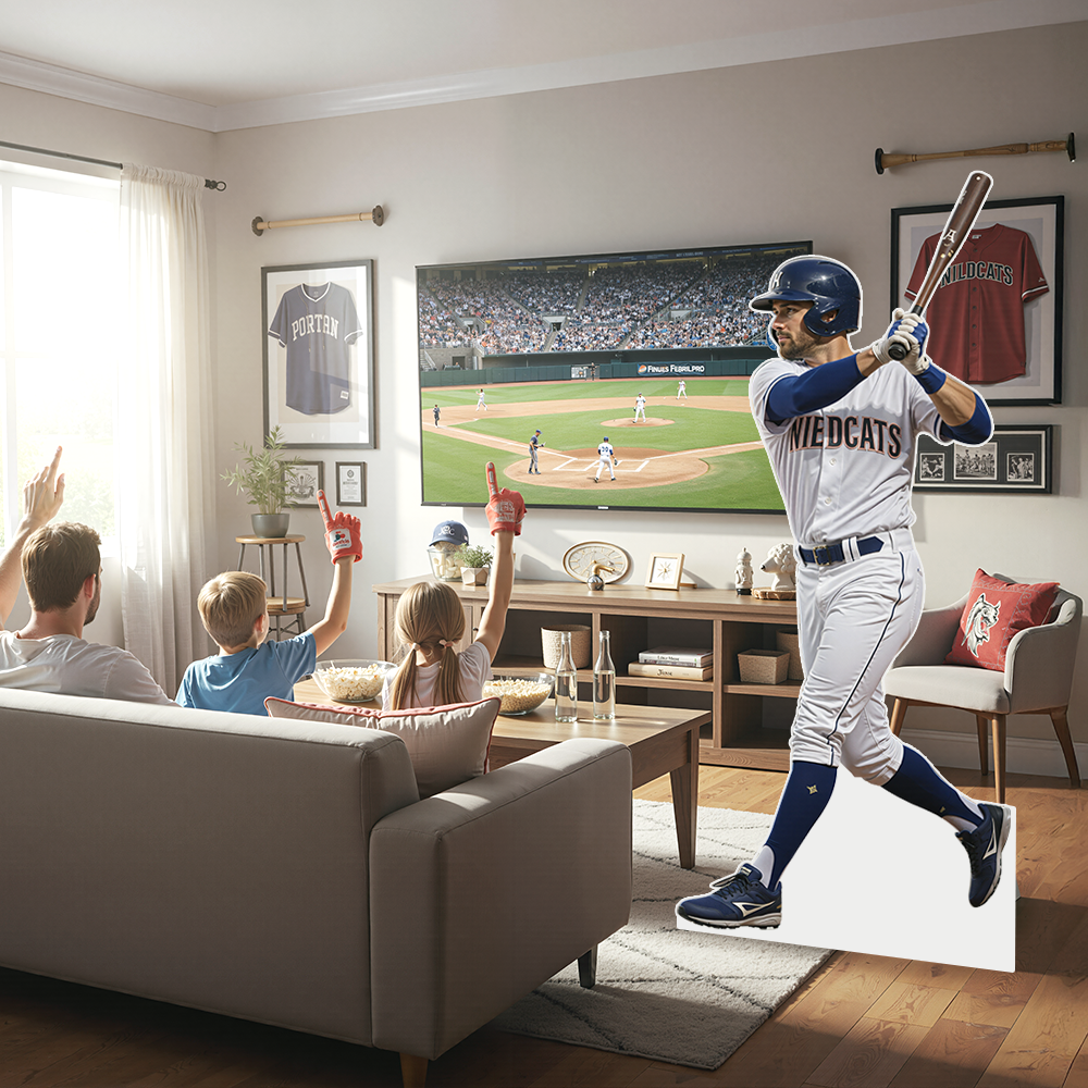 Sports cardboard cutout display for a baseball watch party