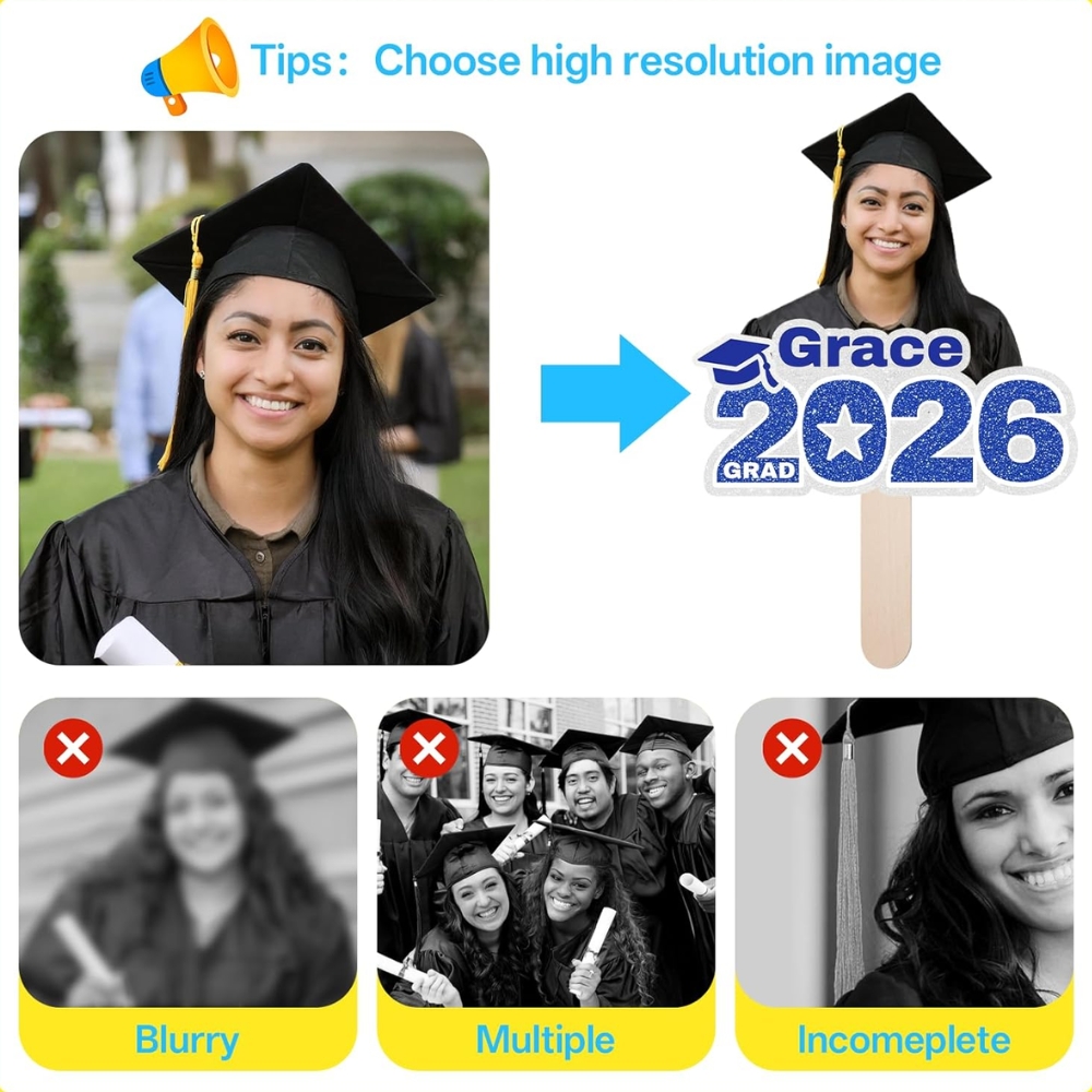 Custom Blue 2026 Graduation Big Head Cutout