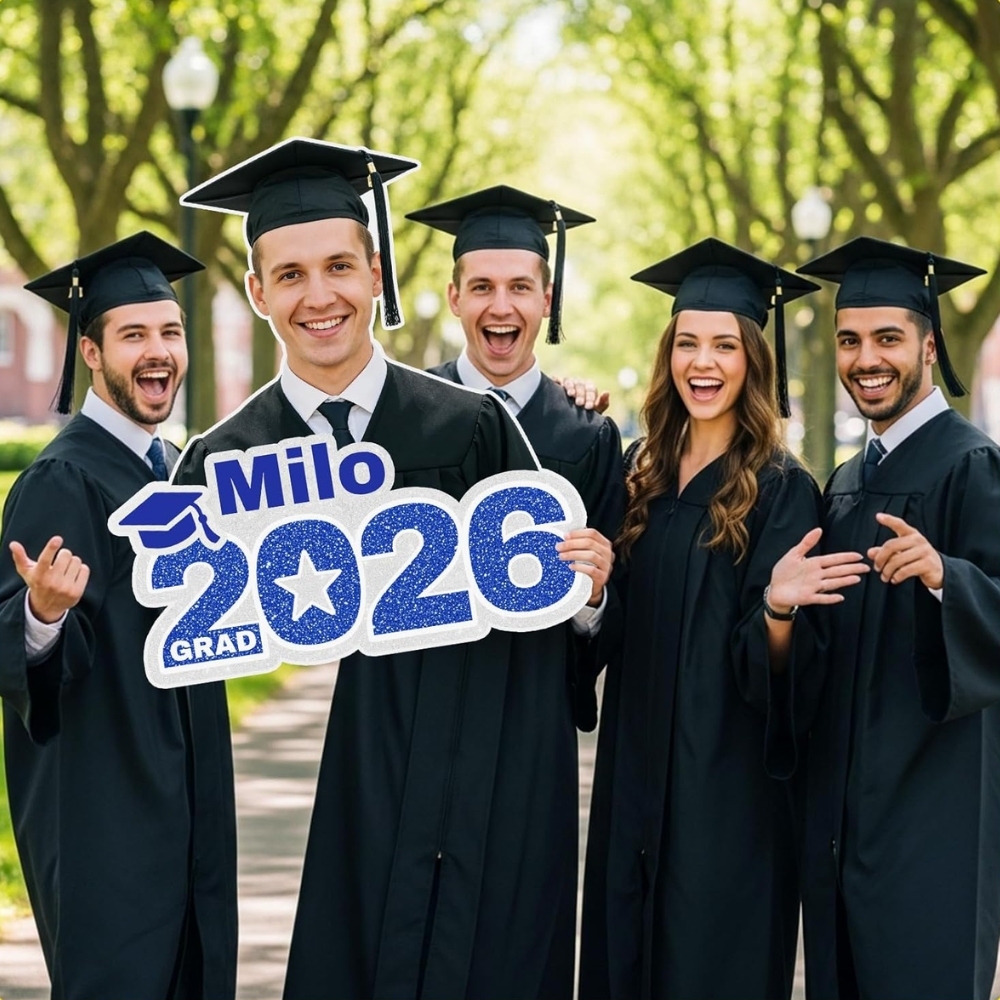 Custom Blue 2026 Graduation Big Head Cutout